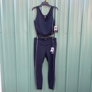 Women's Active Sports Piped Bra Tank Top & Leggings 2-Piece Size L